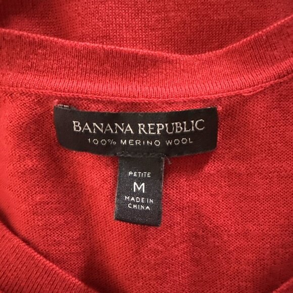 Banana Republic Womens 100% Merino Wool Medium Petite Sweater Ruffle Long Sleeve - Picture 10 of 11